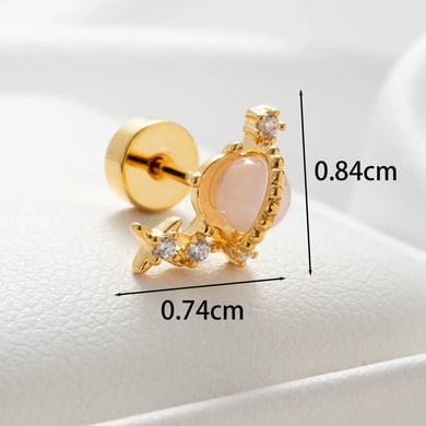 1 Piece Simple Series Classic Animal Titanium Steel   Gold Color Zircon Women's Stud Earrings h5 